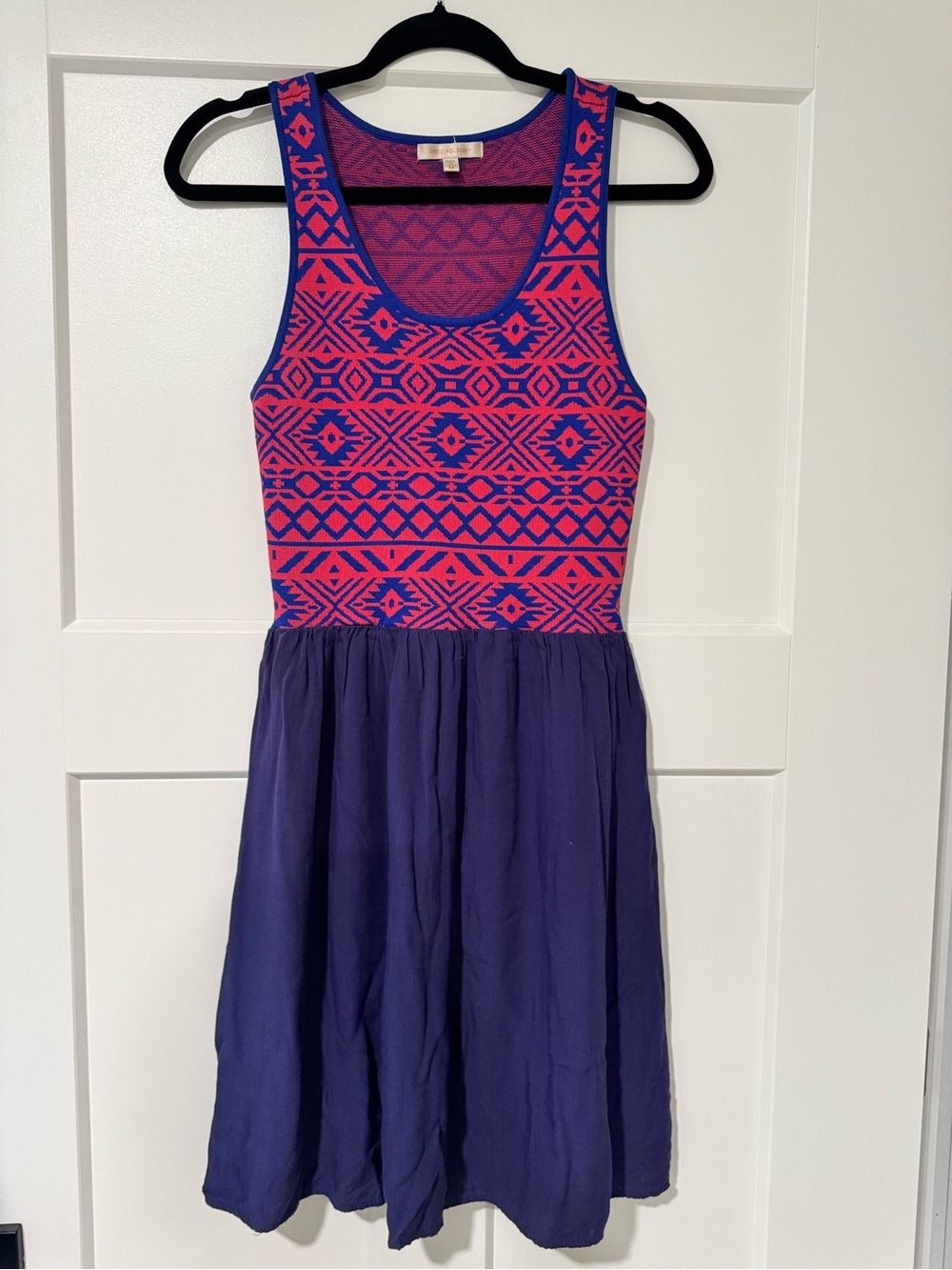 Skies Are Blue Neon Pink & Purple Tribal Tank Mini Dress